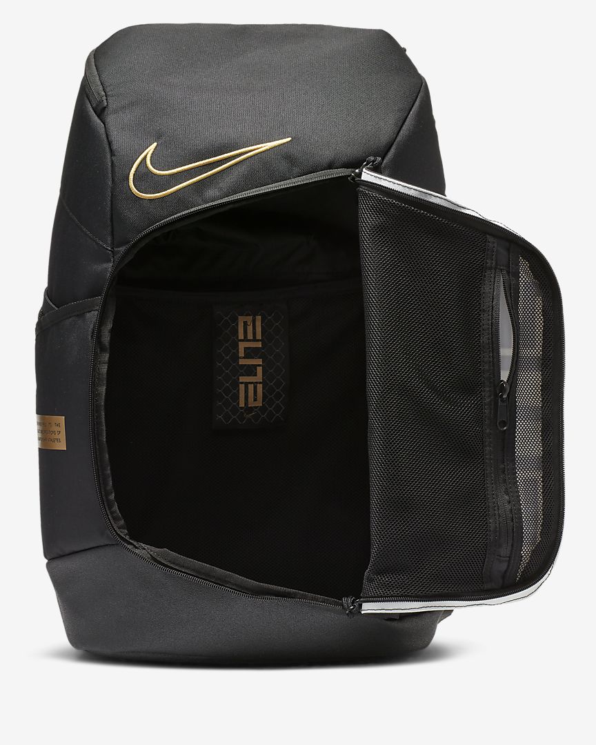 Nike elite black 2025 and gold backpack