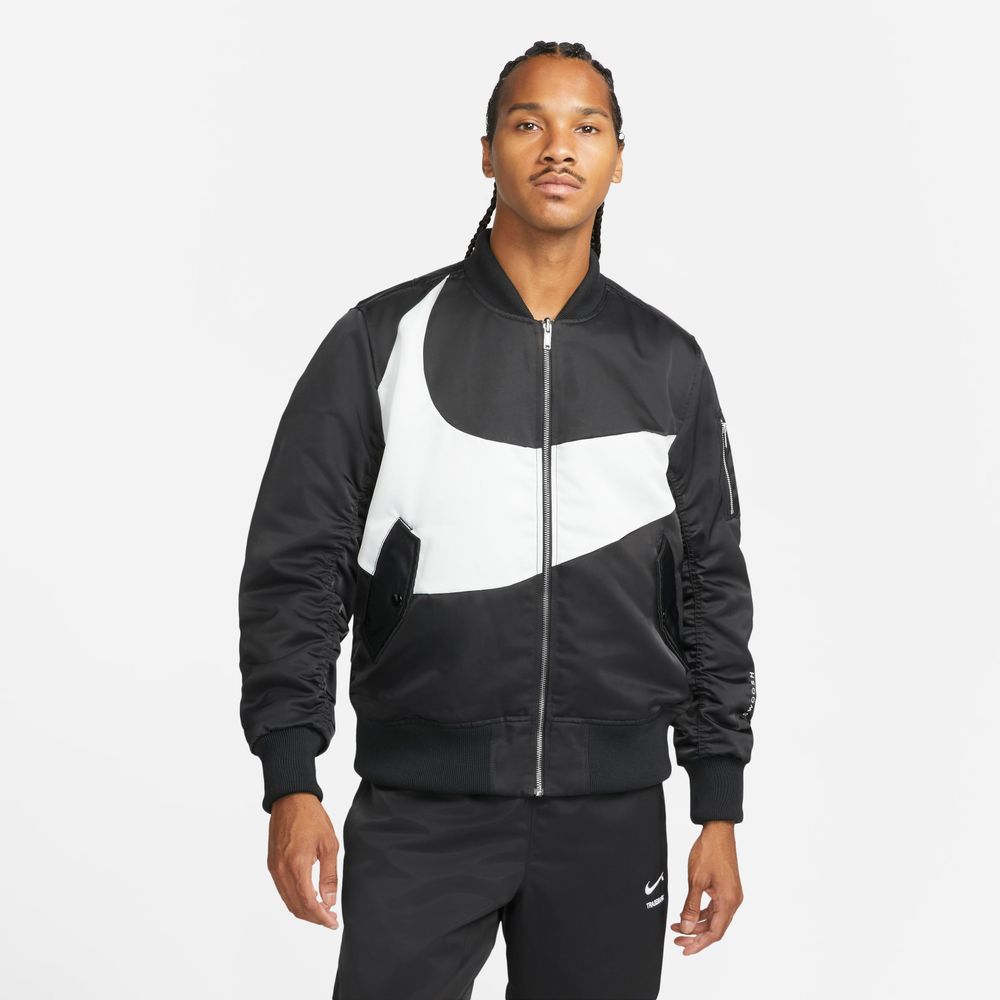 Nike Sportswear Swoosh Therma FIT Synthetic Fill Bomber Black White DD6055 010 Nike