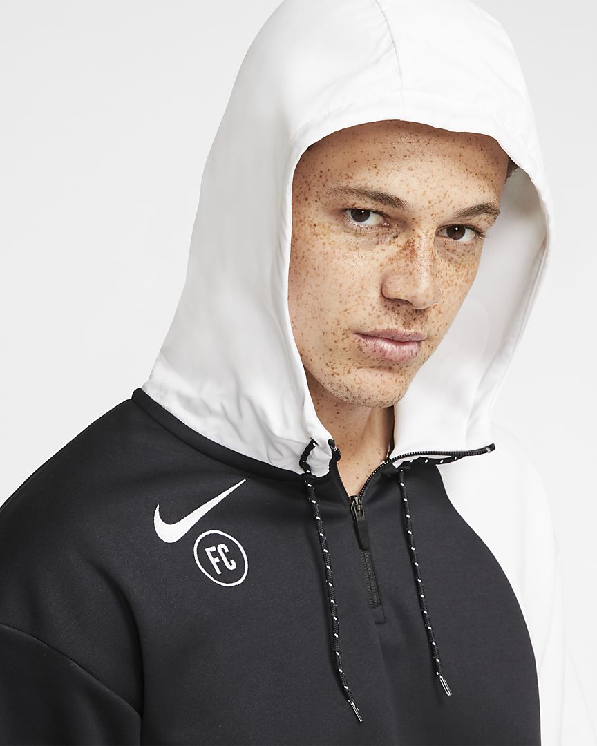 Nike F.C. Football Hoodie White Black White