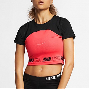Женский топ Nike Pro Crop Top - Pink/Black